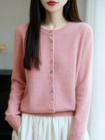 Sweater Casual Autumn Pure Knitted Color Women O-Neck FashionChic