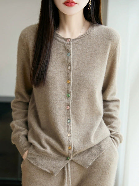Sweater Casual Autumn Pure Knitted Color Women O-Neck FashionChic