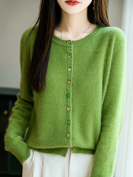 Sweater Casual Autumn Pure Knitted Color Women O-Neck FashionChic