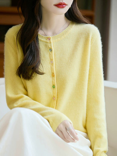 Sweater Casual Autumn Pure Knitted Color Women O-Neck FashionChic