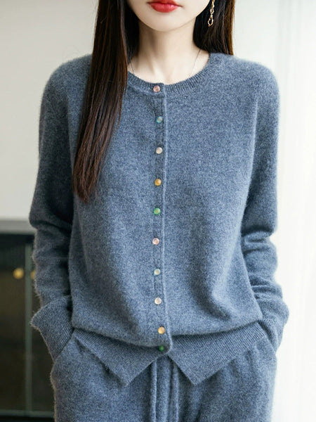 Sweater Casual Autumn Pure Knitted Color Women O-Neck FashionChic