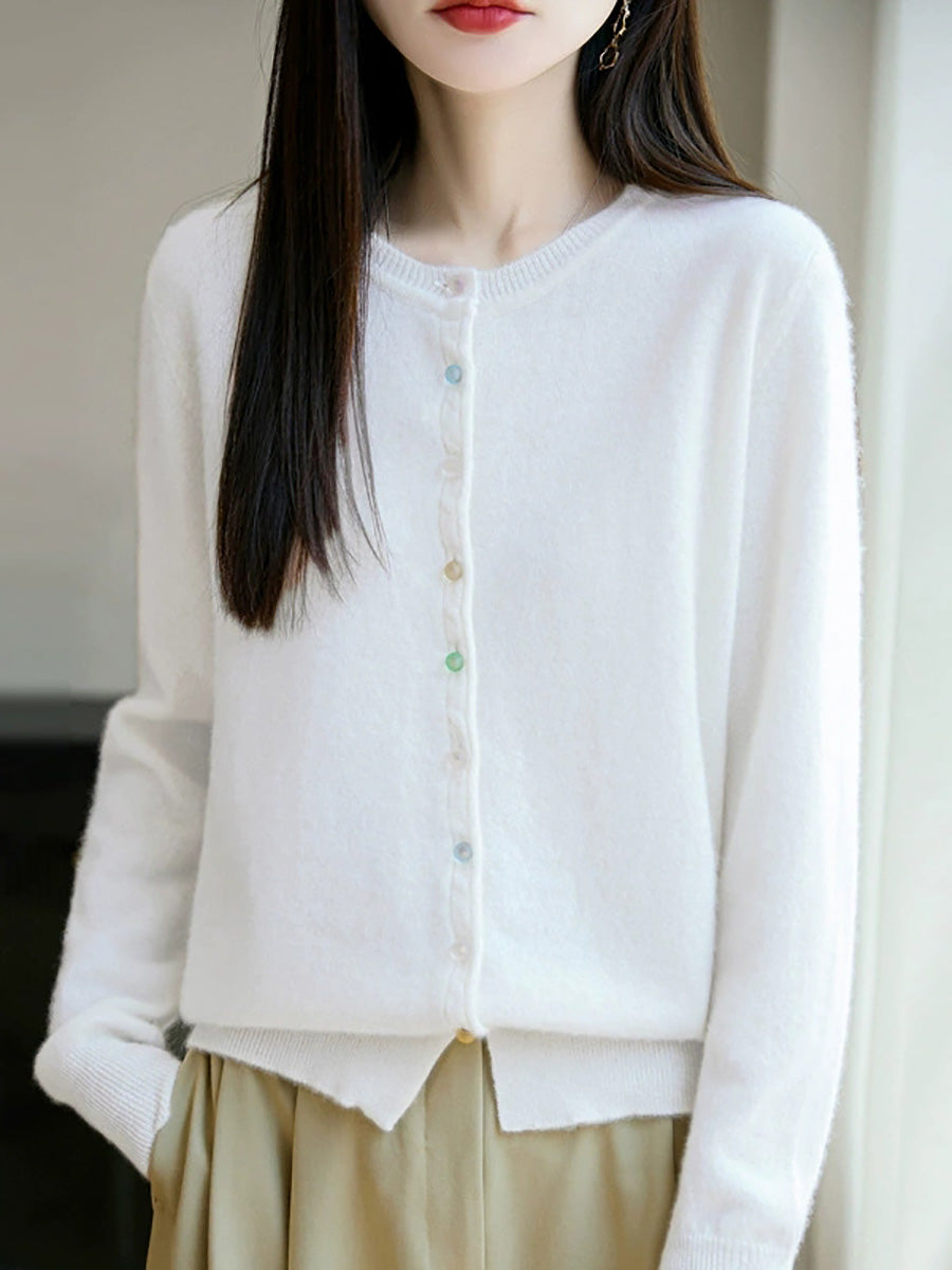 Sweater Casual Autumn Pure Knitted Color Women O-Neck FashionChic