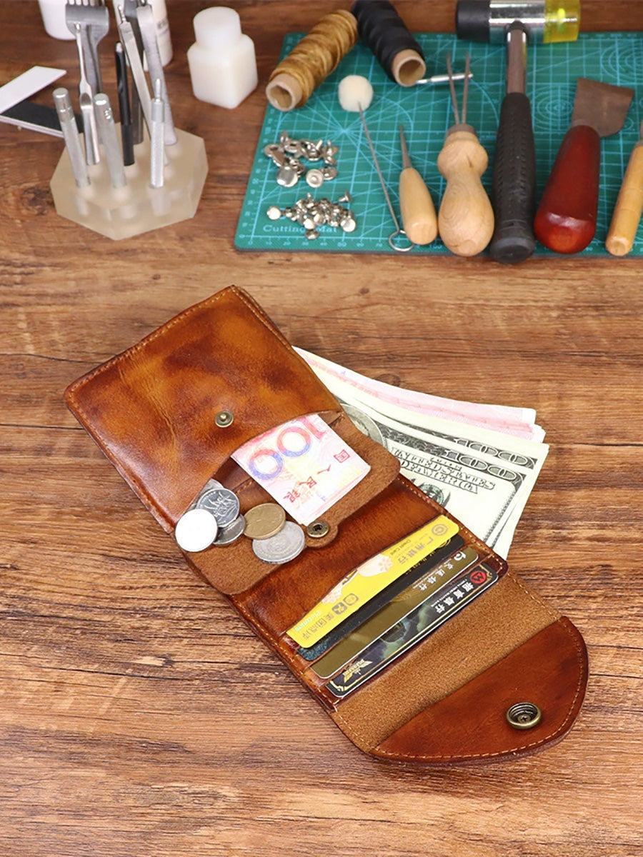 Wallet Leather Retro Square Multifunctional FashionChic