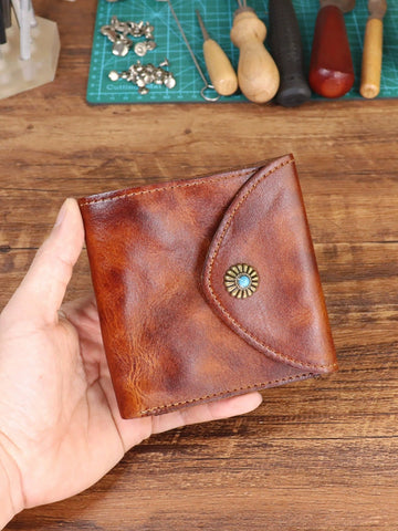 Wallet Leather Retro Square Multifunctional FashionChic