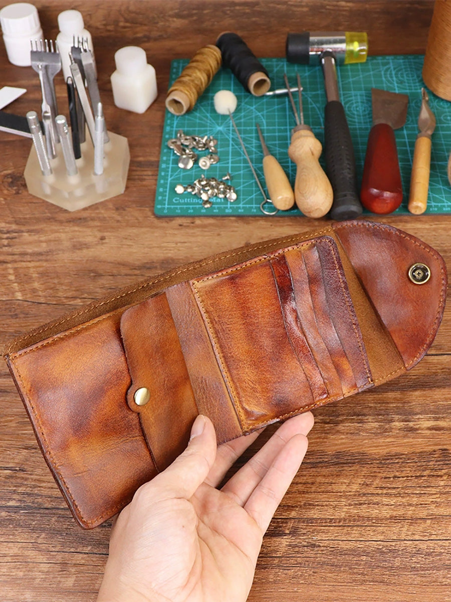 Wallet Leather Retro Square Multifunctional FashionChic
