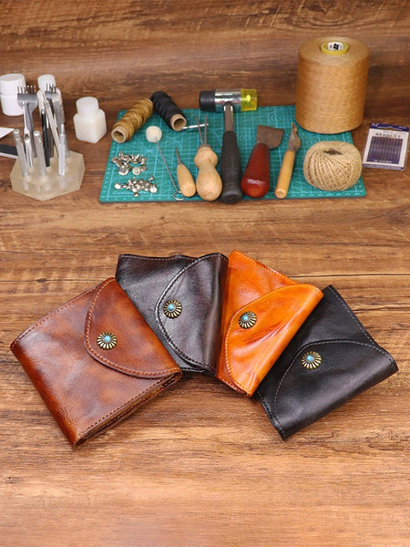 Wallet Leather Retro Square Multifunctional FashionChic