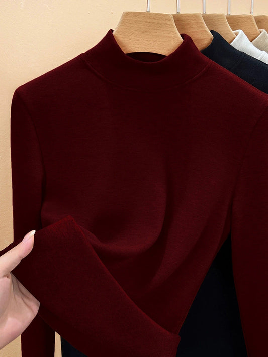 Mid Women Collar Autumn Casual Blouse Base Warm FashionChic