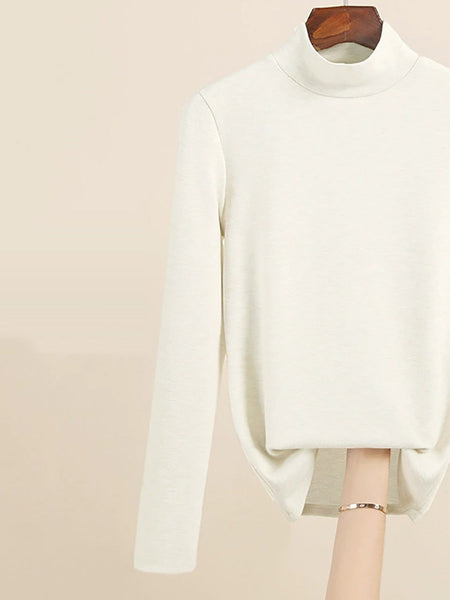 Mid Women Collar Autumn Casual Blouse Base Warm FashionChic