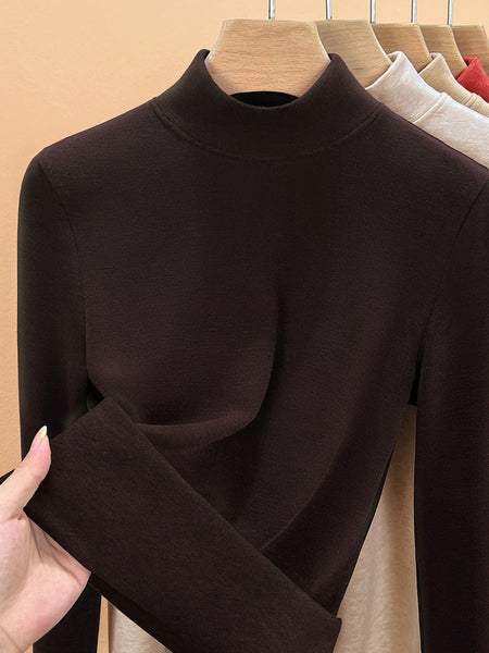 Mid Women Collar Autumn Casual Blouse Base Warm FashionChic