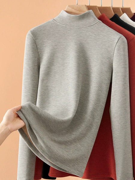 Mid Women Collar Autumn Casual Blouse Base Warm FashionChic