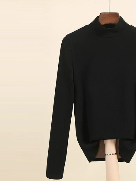 Mid Women Collar Autumn Casual Blouse Base Warm FashionChic