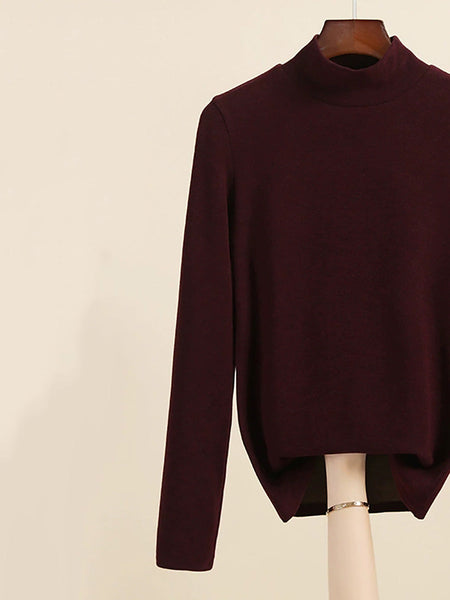 Mid Women Collar Autumn Casual Blouse Base Warm FashionChic