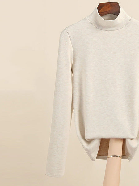 Mid Women Collar Autumn Casual Blouse Base Warm FashionChic