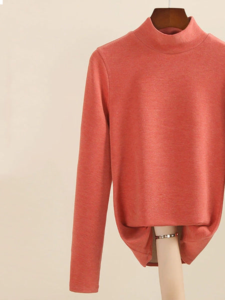 Mid Women Collar Autumn Casual Blouse Base Warm FashionChic