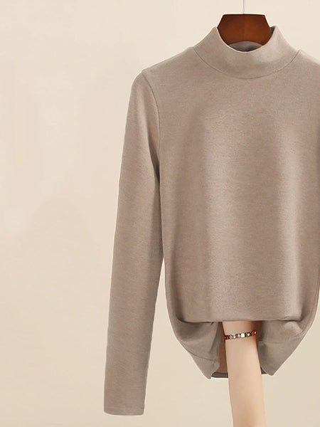 Mid Women Collar Autumn Casual Blouse Base Warm FashionChic