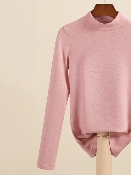 Mid Women Collar Autumn Casual Blouse Base Warm FashionChic