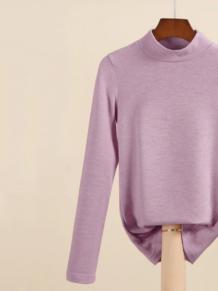 Mid Women Collar Autumn Casual Blouse Base Warm FashionChic