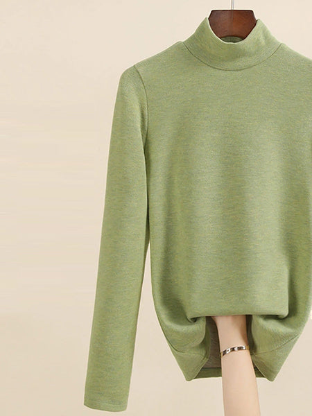 Mid Women Collar Autumn Casual Blouse Base Warm FashionChic