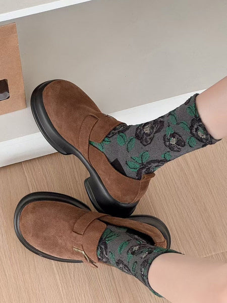 Autumn Socks Women 5 Artsy Flower Cotton Pairs Embossing FashionChic