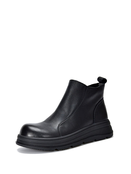 Color Chelsea Boots Leather Women Platform Pure Winter FashionChic