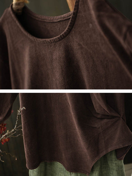 Blouse Pure Retro Autumn Women Cotton Color FashionChic