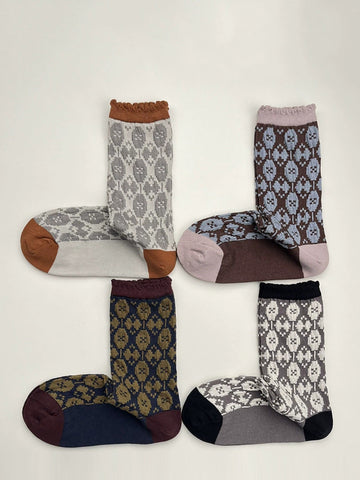 Women Vintage Pairs Colorblock Cotton 5 Socks FashionChic