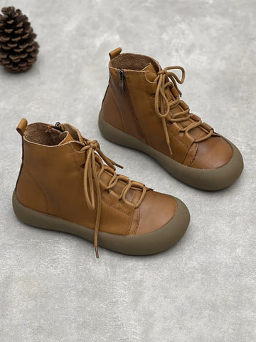 Women Genuine Leather Ankle Vintage Color Boots Pure FashionChic