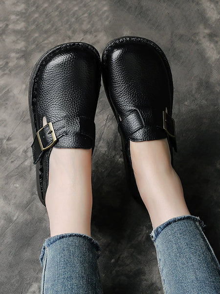 Low Casual Women Leather Pure Shoes Heel Color FashionChic