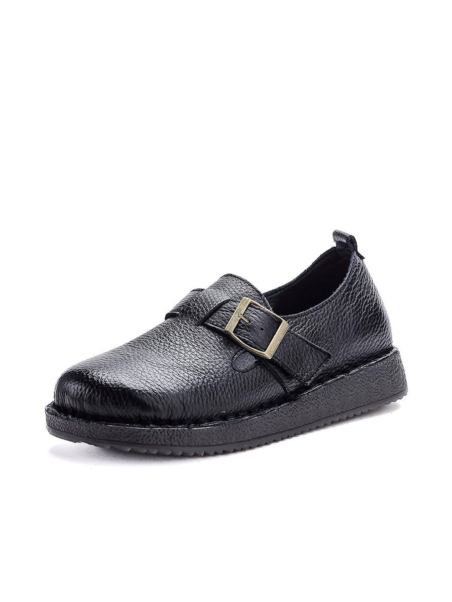 Low Casual Women Leather Pure Shoes Heel Color FashionChic
