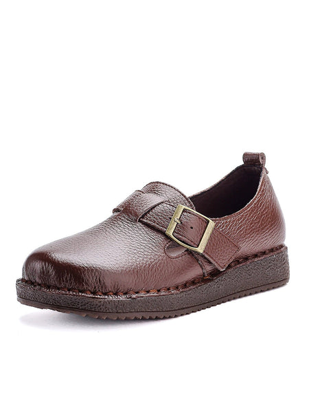 Low Casual Women Leather Pure Shoes Heel Color FashionChic