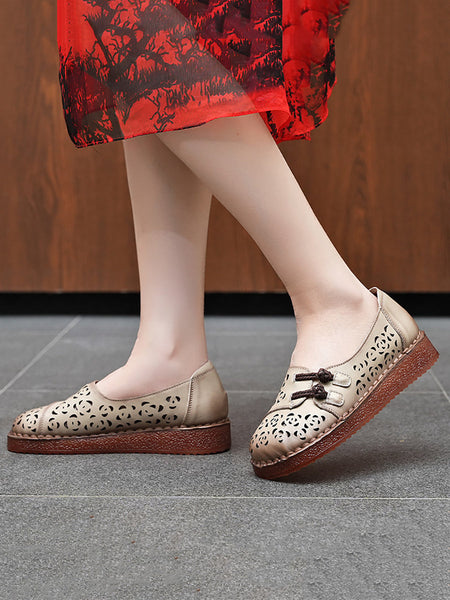 Hollow Women Out Shoes Low Heel Summer Ethnic FashionChic
