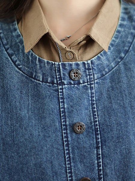 Women Casual Summer Solid Denim Vest Dress BN1012 Ada Fashion