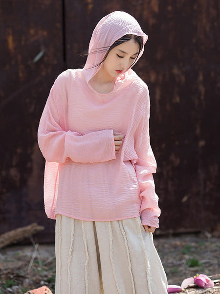 Women Summer Casual Solid Thin Hooded Sunproof Shirt CV1014 Ada Fashion