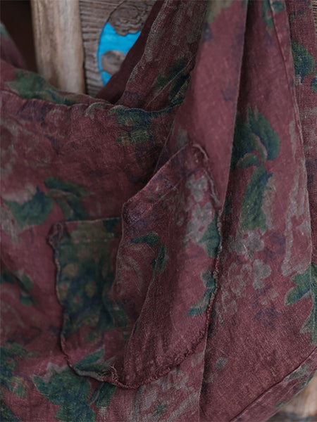 Women Retro Floral Spliced Linen Shoulder Bag AI1011 JSHY