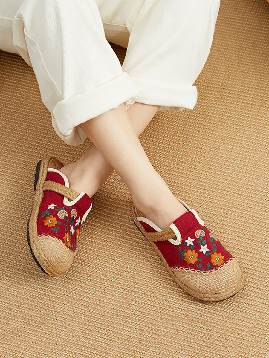 Women Summer Ethnic Flower Embroidery Slippers CC050 TACH