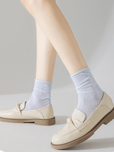 6 Pairs Woen Solid Thin Cotton Socks CX002 BUYKUD