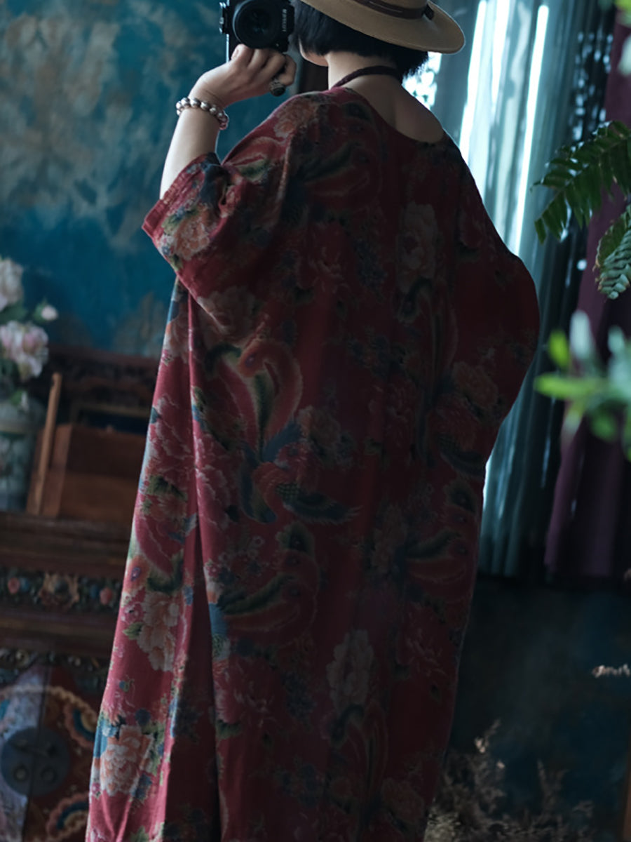 Women Vintage Flower Spring 100%Cotton Shirt Coat KL1013 Ada Fashion