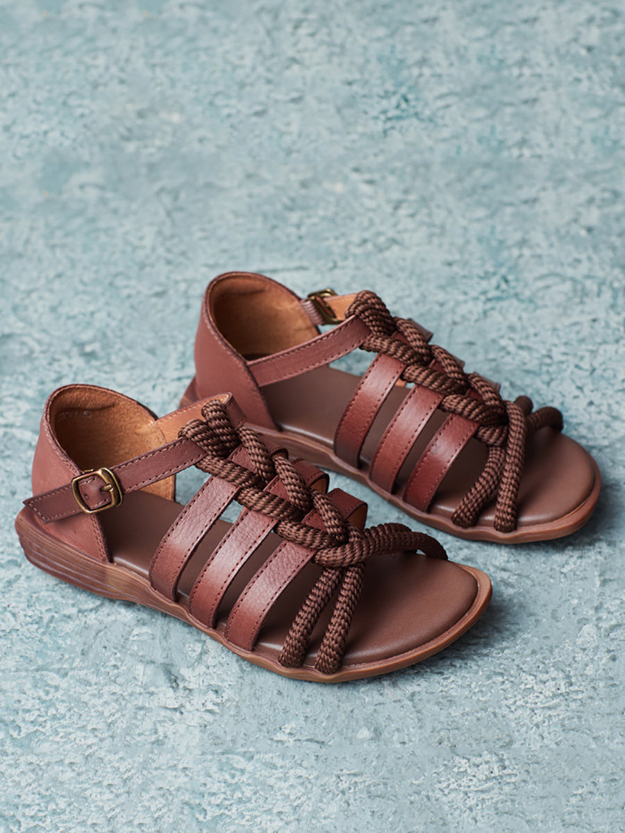 Women Summer Leather Spliced Rope Sandals UI1012 Ada Fashion