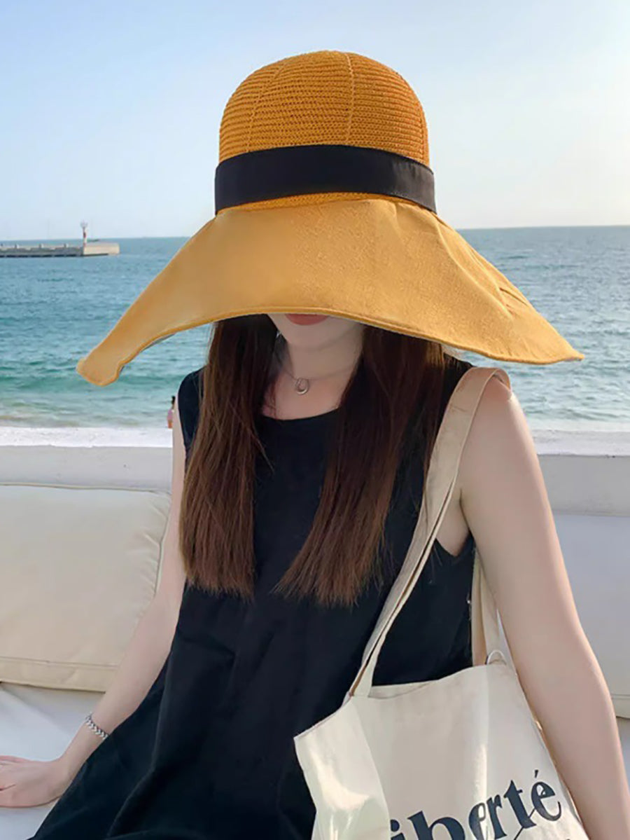 Women Casual Solid Large Brim Sunproof Hat XX1005 Ada Fashion