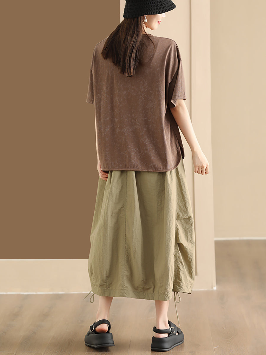 Women Summer Casual Print Retro Pullover Cotton Shirt OO1047 ZMMM