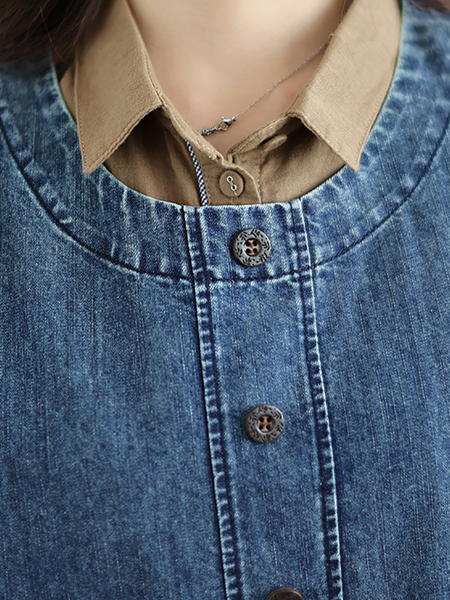 Women Casual Summer Solid Denim Vest Dress XX1026 Ada Fashion