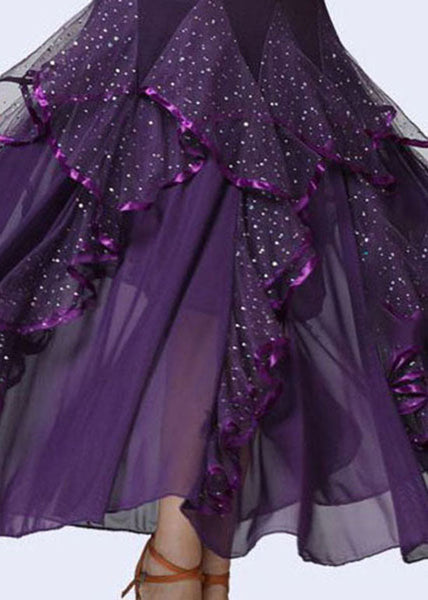 Fashion Purple Wrinkled Tulle Patchwork Sequins Cotton Skirts Summer AZ1001 shopify
