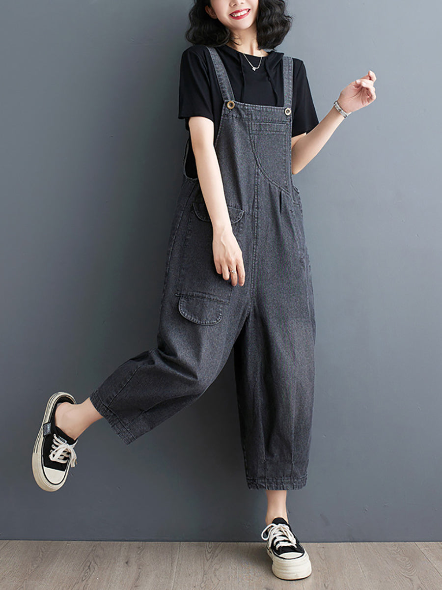 Women Summer Solid Casual Loose Denim Jumpsuits XX1050 Ada Fashion