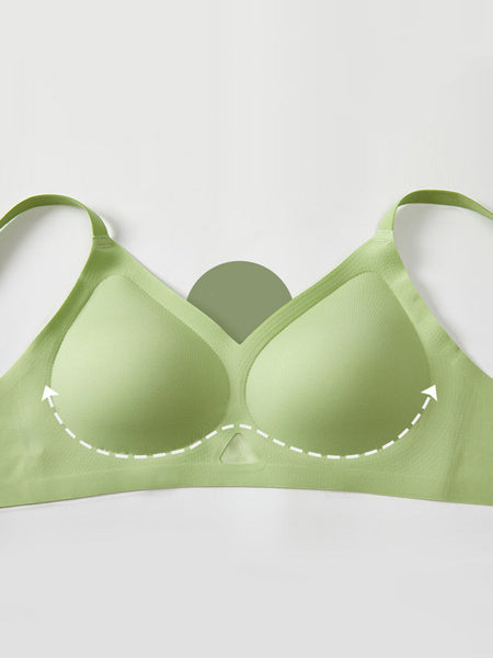 Cup Pure Artsy Fixed Color Satin Bra Women FashionChic