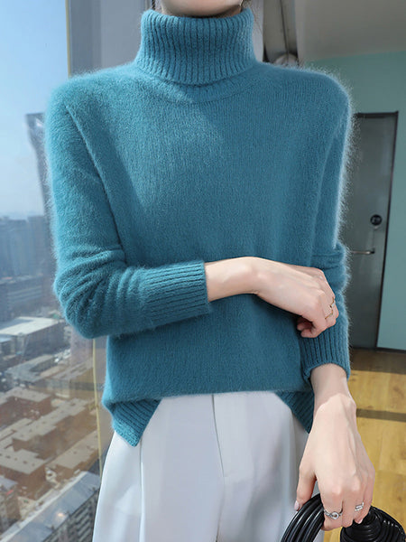 Women Autumn Turtleneck Soft Wool Solid Sweater BA1038 Genistyle Shop