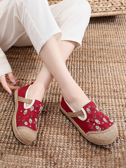 Women Summer Artsy Embroidery Linen Cotton Shoes BN1034 Ada Fashion