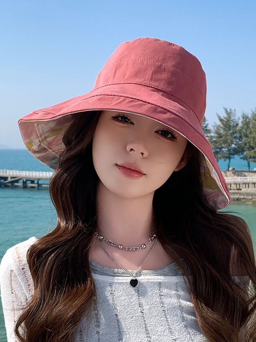 Hat Summer Sunproof Dual-side Flower Women Wearing FashionChic