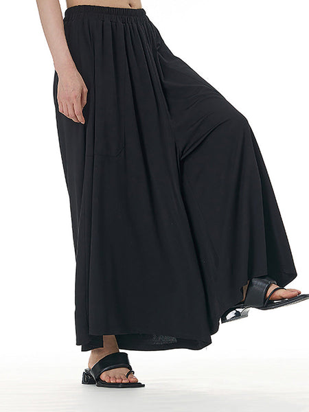 Women Summer Casual Solid Wide-leg Loose Pants FD050 BUYKUD