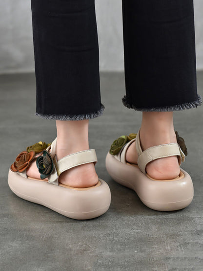 Sandals Vintage FLower Platform Leather Women FashionChic