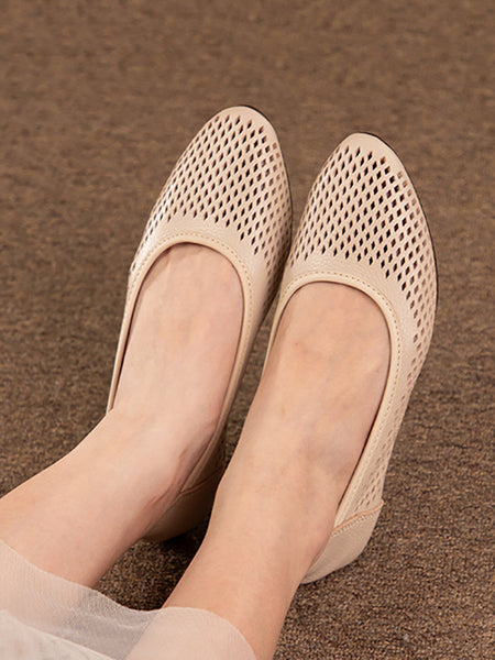 Women Summmer Vintage Soft Leather Cutout Flat Sandals FG1028 Ada Fashion